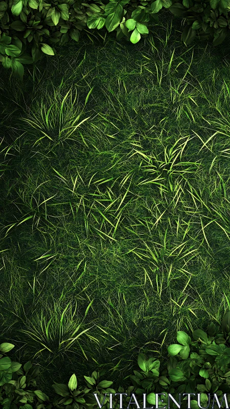 Digital top view shows dense grass and border foliage