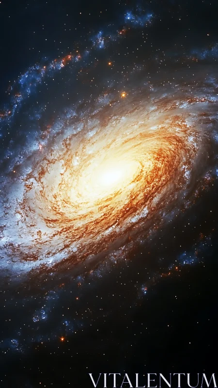Spiral galaxy whirlpool pours molten light into quiet space