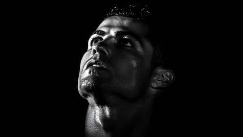 Gleaming gaze carves a silver portrait from midnight shadows