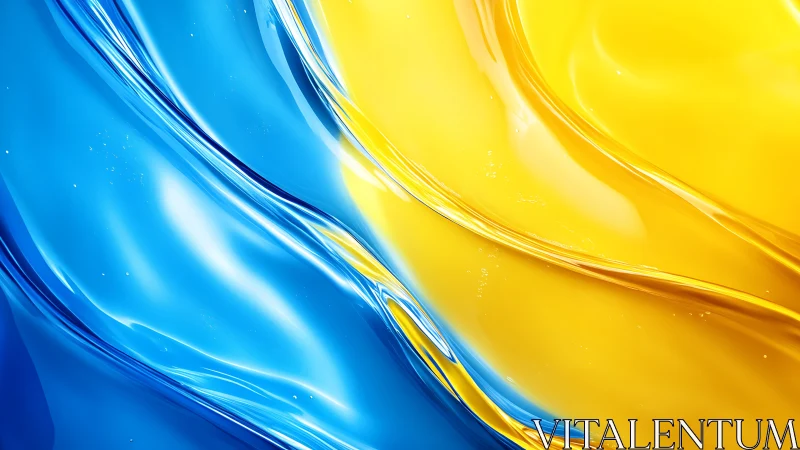 Shimmering blue and yellow waves flow in calm harmony