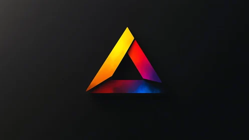 Chromatic triangular prism logo with luminous gradient edges.