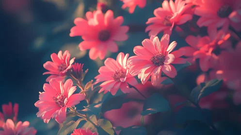 Pink gerberas with bokeh background.