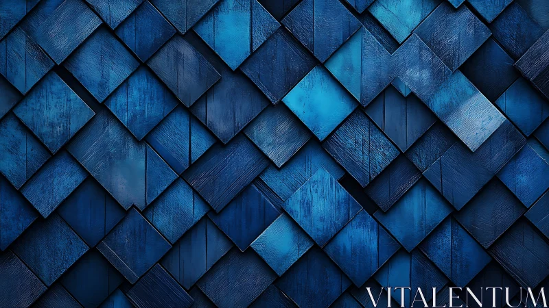 Overlapping blue geometric panels form a textured surface