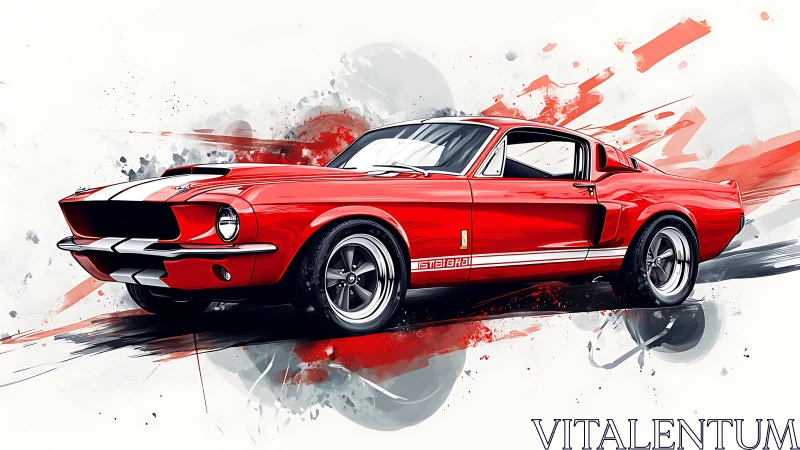 Crimson muscle comet streaking through paint splashes.