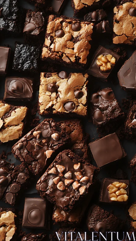 Brownie mosaic of molten chocolate squares in sweet orbit.