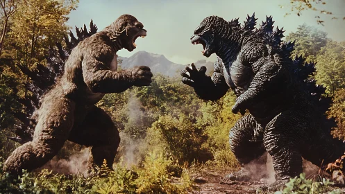 Colossal forest showdown between roaring jungle titans.