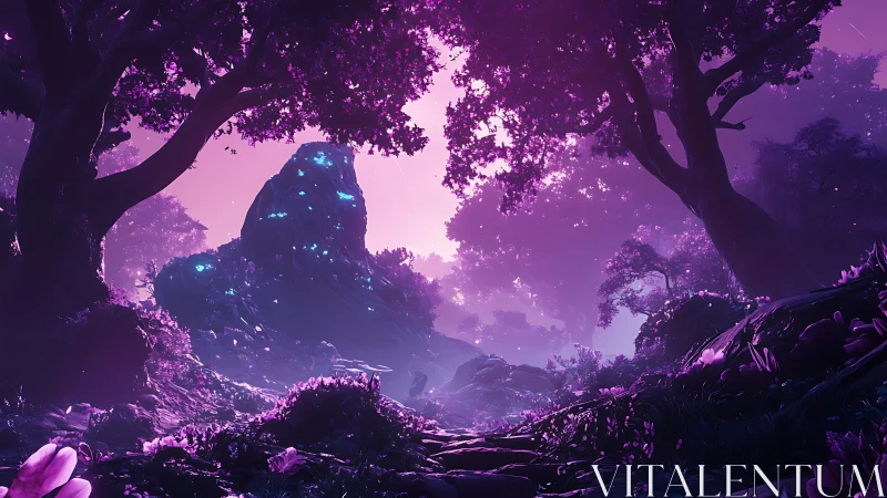 Bioluminescent Canyon: Digital Landscape with Neon Geology.