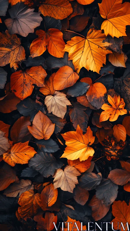 Cozy carpet of glowing autumn leaves in rich warm tones.