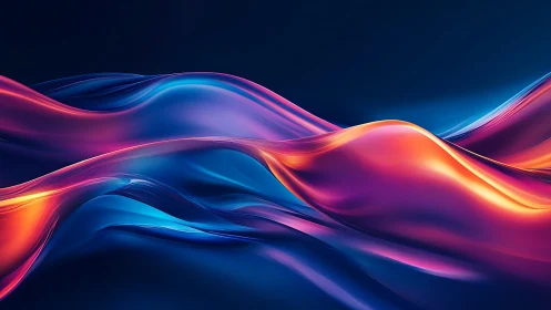 Colorful fluid waves in abstract digital landscape design