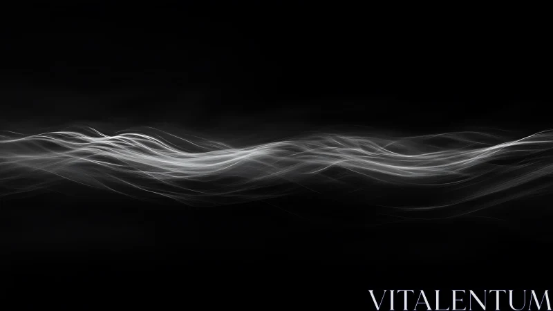 Monochrome light trails form fluid, wave-like motion across black