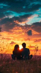 Two silhouettes chase golden hour magic across wildflower dreams