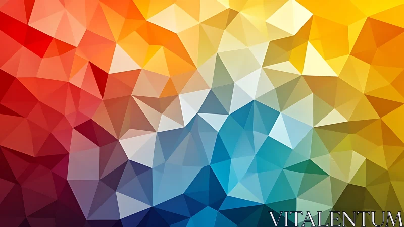 Polygonal gradient spectrum forms prismatic low poly field