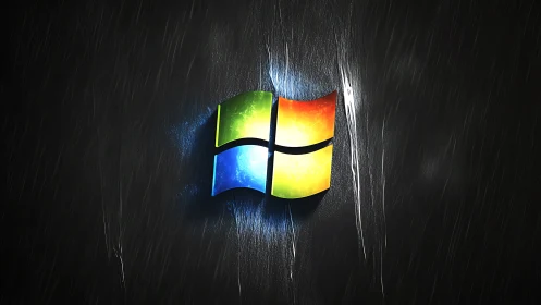 Windows style logo on dark textured digital background.