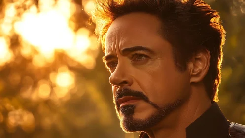 Warm sunset portrait of a thoughtful, strong-hearted man.