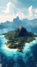 Volcanic Island Archipelago: Aerial Landscape Composition.