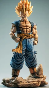 Stylized muscular warrior figure on rocky sculpted base.