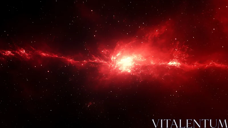 Stellar wildfire tears a crimson highway across silent space