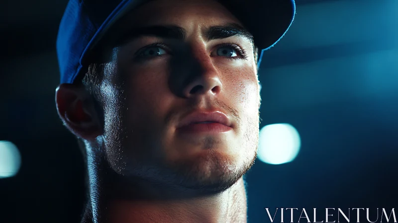 Baseball player portrait under dramatic stadium lighting