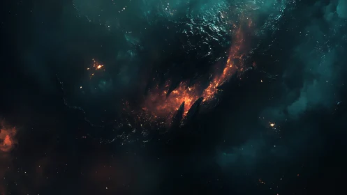 Molten fissure ignites a turbulent cosmic storm of fire