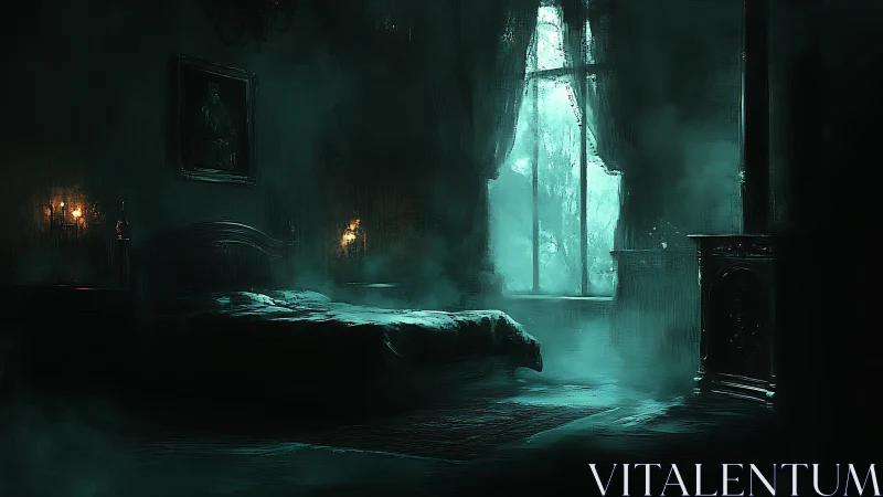 Moonlit mist in a haunted yet quietly tender bedroom.