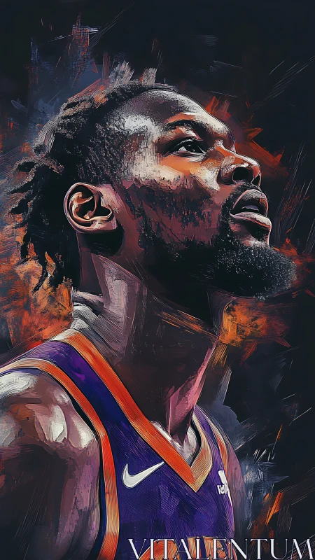 Dynamic digital portrait of basketball player in Phoenix jersey