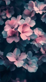 Whispered Petals: Pink Blossoms in Twilight Dream.