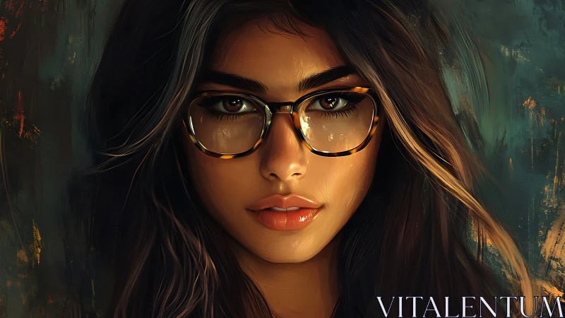 Digital portrait shows young woman with glasses in warm light