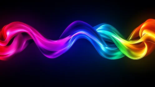 Neon Ribbon River Twisting Through Midnight Spectrum Glow.