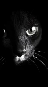 Black Cat Eye Close-Up in High Contrast.
