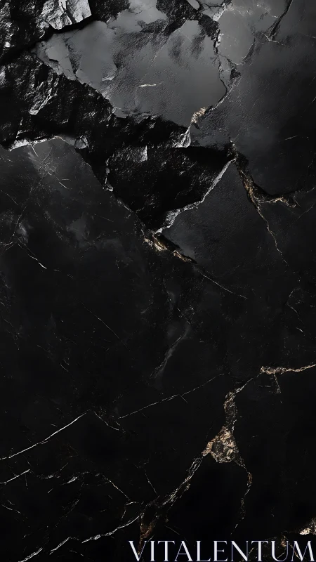 Midnight black cracked stone texture with subtle sheen.