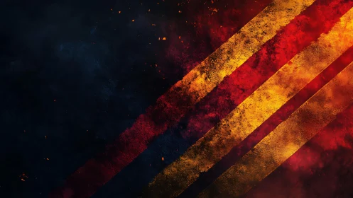 Fiery Abstract Texture with Diagonal Gold and Red Stripes.