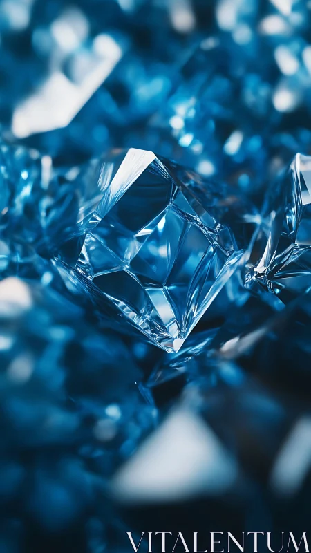 Macro photograph records angular blue crystal refractions