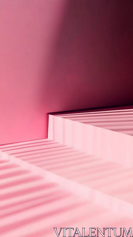 Planar pink corridor with stratified shadow geometry study.
