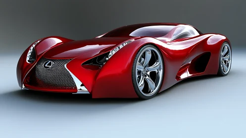 Red Lexus concept supercar displays fluid aerodynamic body
