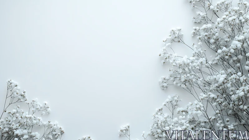 White Baby's Breath Flowers on Pale Background.