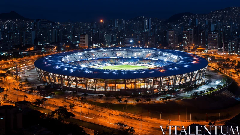 Glowing city stadium alive with night lights and shared energy.