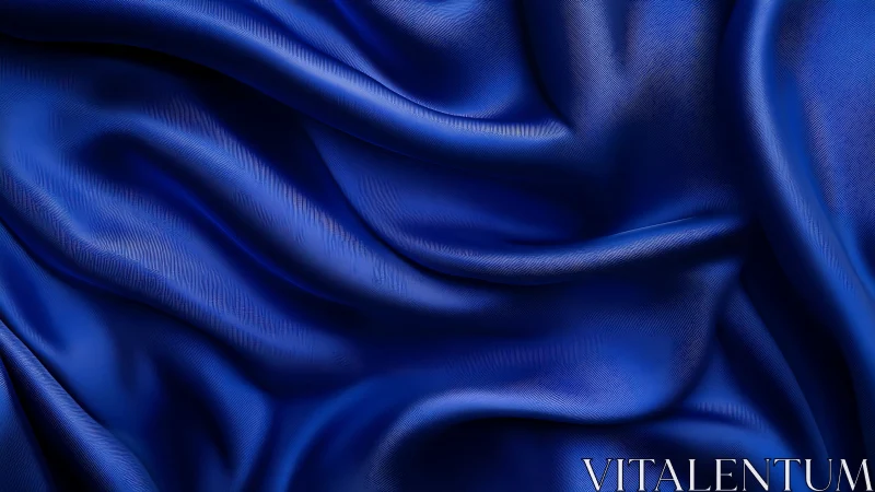 Luxurious Blue Silk Fabric with Dynamic Flowing Folds