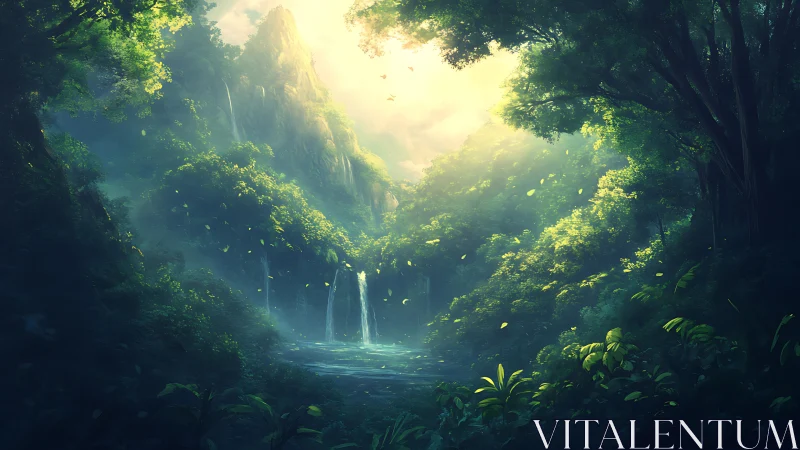 Sunlit Waterfall Cathedral Breathes Golden Life Into Verdant Canyon