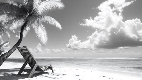 Monochromatic Tropical Seascape with Graduated Sky Rendering and Textured Palm Geometry