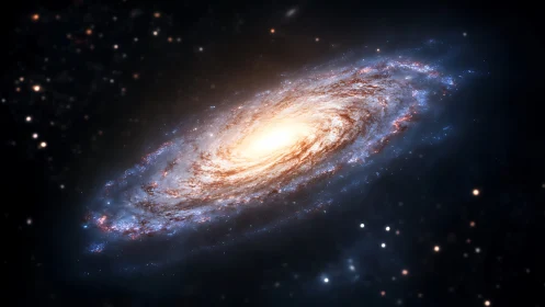 Spiral galaxy whirls like a luminous storm in deep space