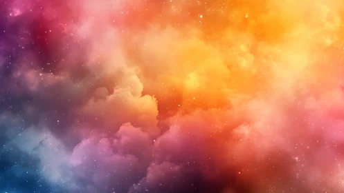 Starlit cotton candy nebula swirling in sunset-tinted cosmos.