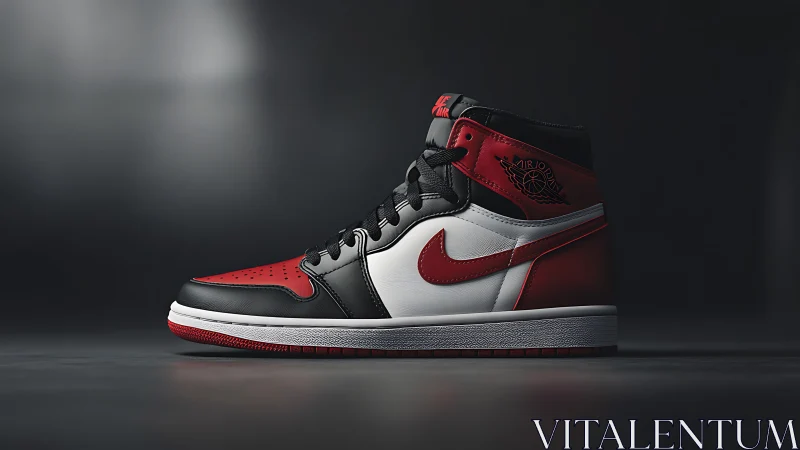 High-top sneaker in tri-color leather under controlled studio lighting