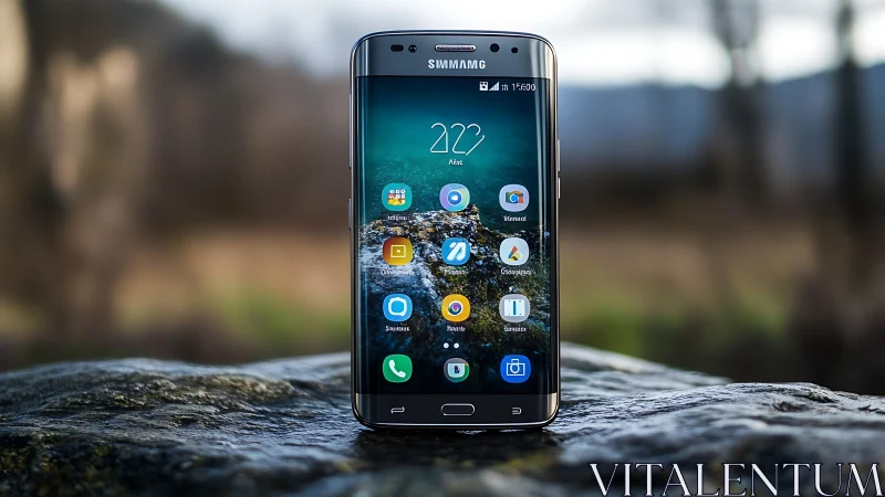 Samsung Flagship Glows While Perched on Weathered Stone