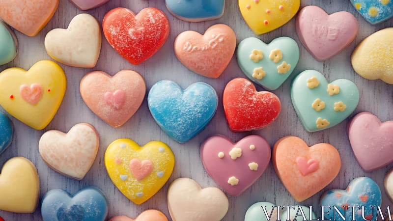 Heart-Shaped Sugar Cookies with Pastel Glazes.
