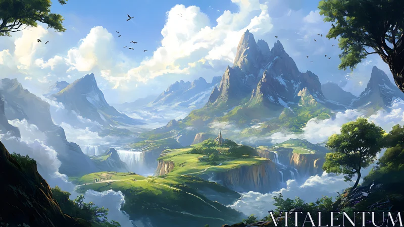 Cloudbridged peaks invite wanderers into an emerald skyrealm