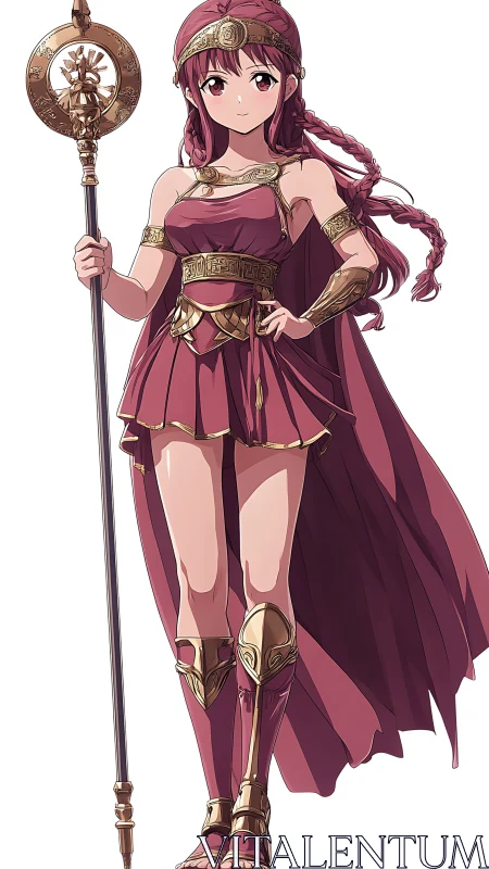 Warm-hearted anime warrior princess in ornate red armor.