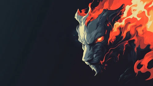 Fiery spirit panther glows with bold, untamed energy.