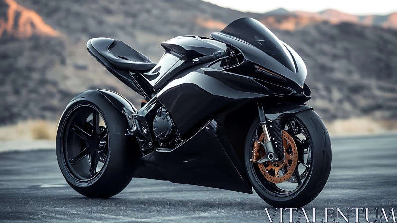 Midnight sport bike poised for a stylish canyon escape.