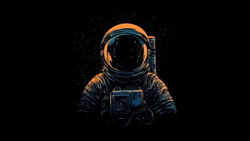Solitary astronaut portrait glows against deep black void