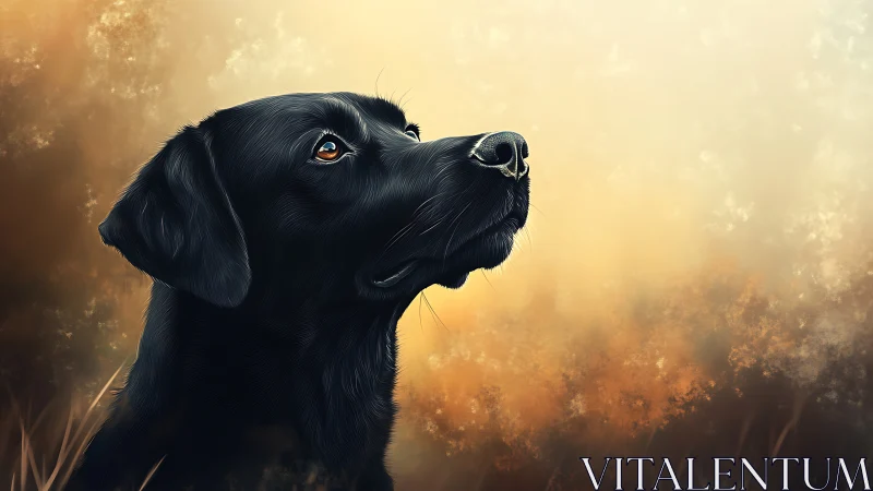 Side profile digital rendering of black dog head portrait.